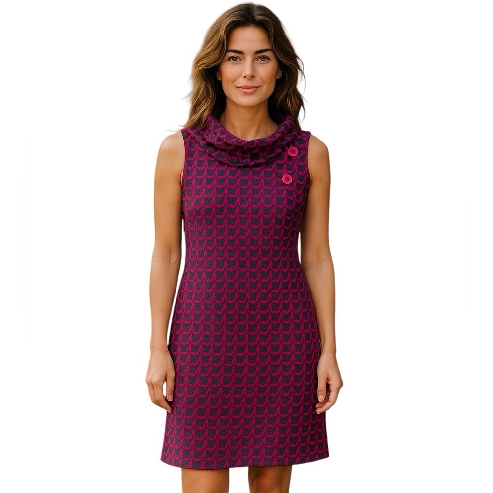 Lilly Pulitzer Pink & Navy Size S Hi-Heeled Shoe Print Knit Shift Dress